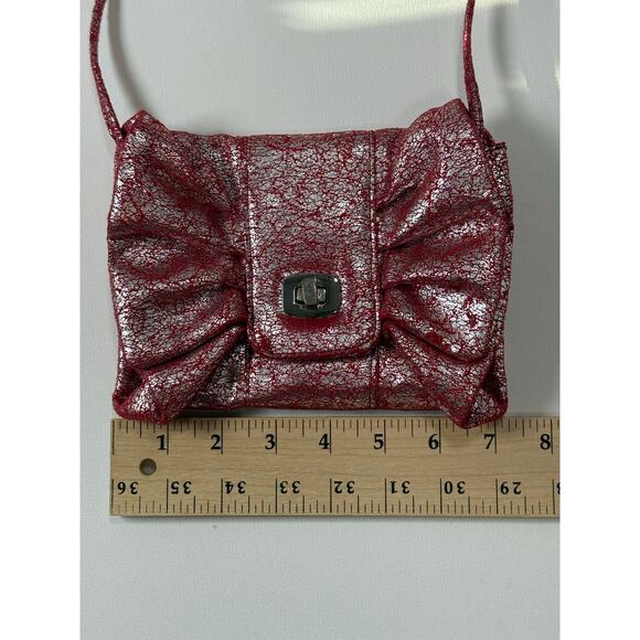 Retro L.A. Express Pink Silver Ruched Crossbody Bag 7x6 Small Purse - Picture 9 of 11